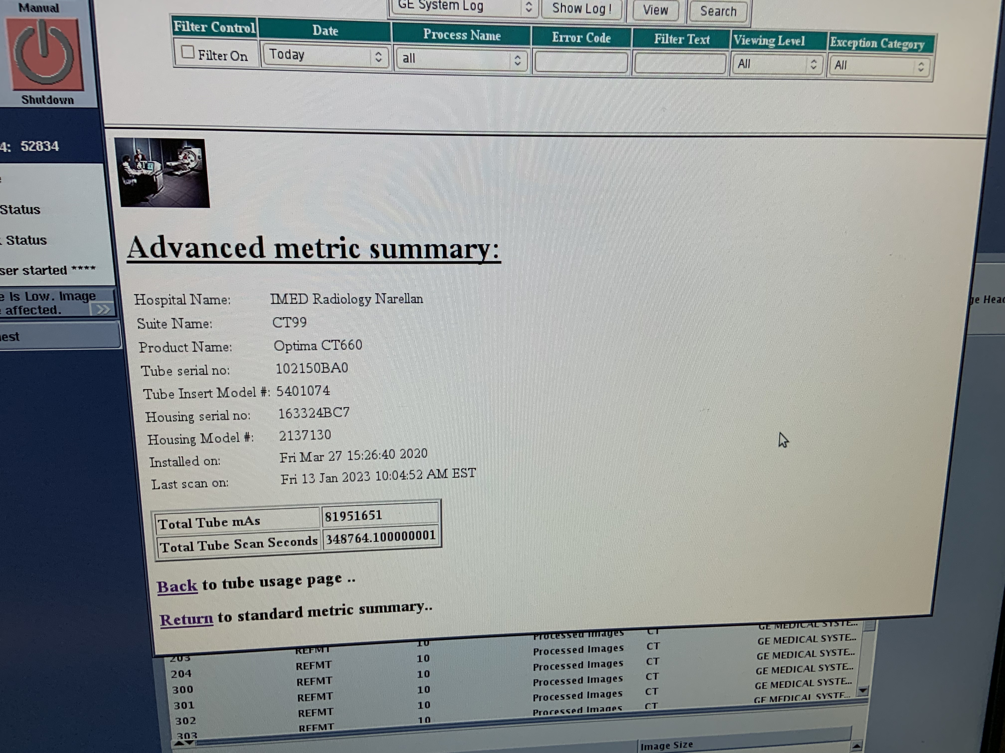 GE Optima 600 128 Slice CT Image