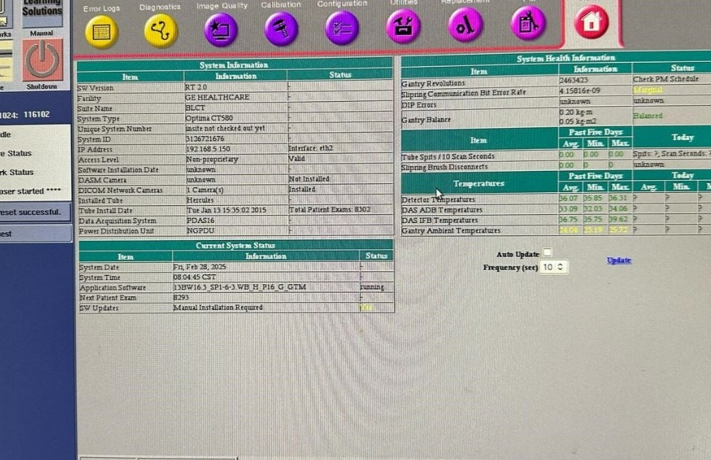 GE Optima CT580 RT Image