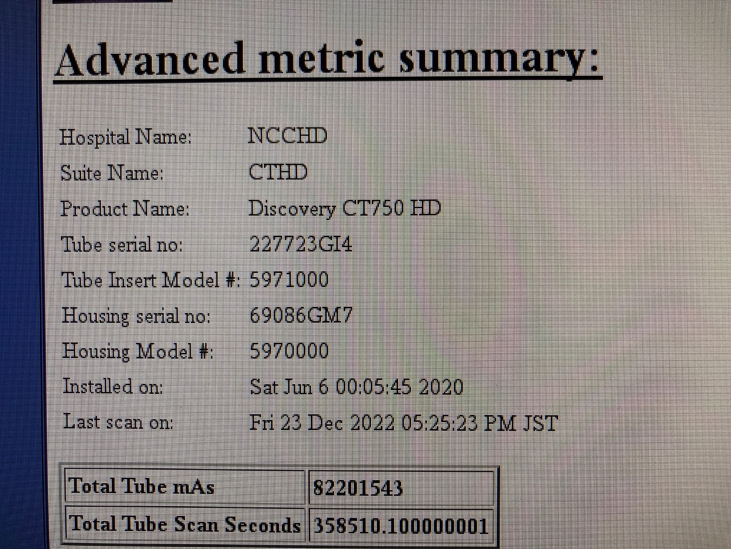 GE Discovery 750HD 128 slice CT Image