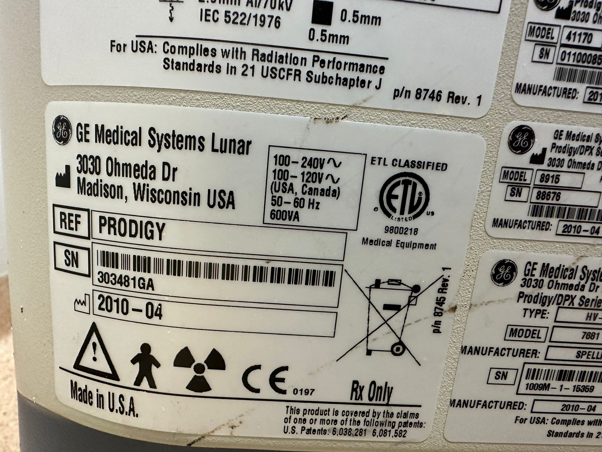 GE Lunar Prodigy Bone Densitometer Image