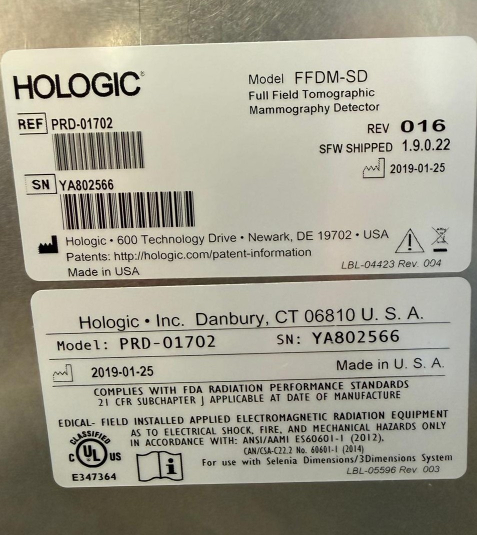 Hologic Selenia Dimensions Mammography System w/Tomo Image